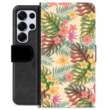 Étui Portefeuille Premium Samsung Galaxy S25 Ultra - Fleurs Roses
