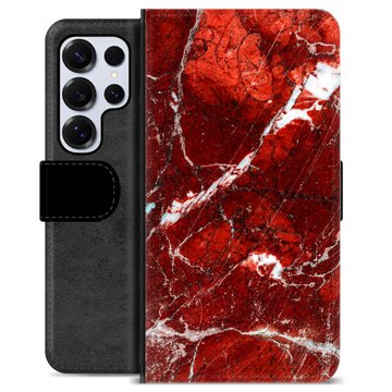 Étui Portefeuille Premium Samsung Galaxy S25 Ultra - Marbre Rouge