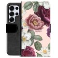 Étui Portefeuille Premium Samsung Galaxy S25 Ultra - Fleurs Romantiques