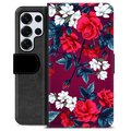 Étui Portefeuille Premium Samsung Galaxy S25 Ultra - Fleurs Vintage