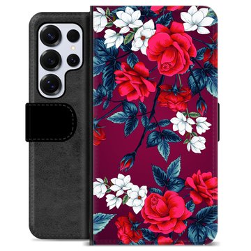 Étui Portefeuille Premium Samsung Galaxy S25 Ultra - Fleurs Vintage