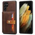 Étui Samsung Galaxy S25 Ultra avec Portefeuille - Retro Style - Marron