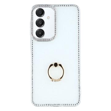 Coque Hybride Samsung Galaxy S25+/S24+ CrystalGlow avec support à anneau - Blanche