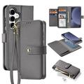 Étui portefeuille en cuir Samsung Galaxy S25+ avec couverture magnétique Dux Ducis Lawa - Gris