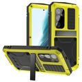 Coque Premium Samsung Galaxy S25+ R-Just avec Kickstand et protecteur d'écran en verre trempé - Jaune