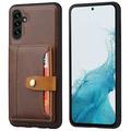 Étui Samsung Galaxy S25+ avec Portefeuille - Retro Style - Marron