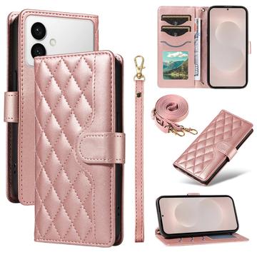 Étui Samsung Galaxy S26 Edge portefeuille matelassé luxueux - Or rose