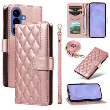 Étui Samsung Galaxy S26/S26 Pro portefeuille matelassé luxueux - Or rose