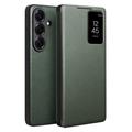 Étui à Rabat Samsung Galaxy S26 en Cuir Qialino Smart View - Vert