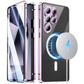 Etui magnétique Samsung Galaxy S26 Ultra avec protection d'écran en verre trempé - Compatible MagSafe - Violet