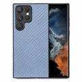 Coque haut de gamme Samsung Galaxy S26 Ultra avec texture fibre de carbone - Bleue