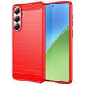 Coque Samsung Galaxy S26+ en TPU Brossé - Fibre de Carbone - Rouge