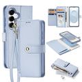 Étui portefeuille en cuir Samsung Galaxy S26+ avec couverture magnétique Dux Ducis Lawa - Bleu ciel