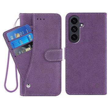 Étui élégant et rétro Samsung Galaxy S26+ avec porte-cartes rotatif et fonction de support - Violet