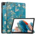Étui à Rabat Smart Samsung Galaxy Tab A9 - Série Tri-Fold - Fleurs Blanches