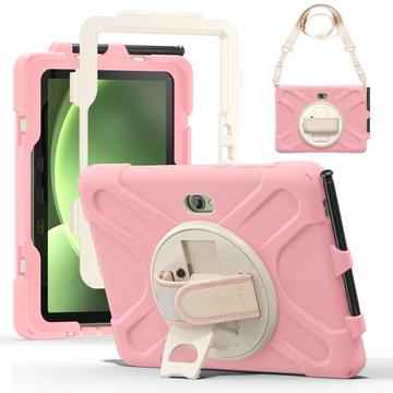 Étui Samsung Galaxy Tab Active5 Pro avec Sangle Heavy Duty 360 - Rose / Blanc