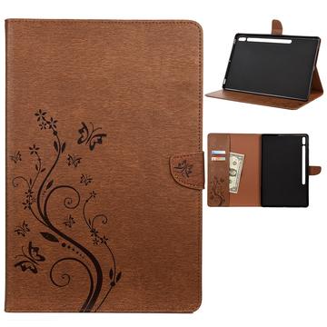 Étui Folio Samsung Galaxy Tab S7+/S8+ Butterfly Series - Marron