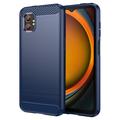 Coque Samsung Galaxy XCover7 Pro en TPU Brossé - Fibre de Carbone - Bleue