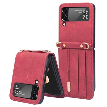 Coque Hybride Samsung Galaxy Z Flip4 avec Porte-Cartes - Rouge