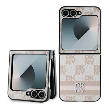 Coque Samsung Galaxy Z Flip6 DKNY Motif à carreaux et rayures - Rose