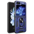 Coque Hybride Samsung Galaxy Z Flip6 avec Support Bague - Bleue