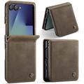 Étui portefeuille Samsung Galaxy Z Flip7 Caseme 033 en texture de veau avec blocage RFID