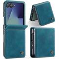 Étui portefeuille Samsung Galaxy Z Flip7 Caseme 033 en texture de veau avec blocage RFID - Vert
