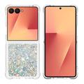 Coque Samsung Galaxy Z Flip7 en TPU Glitter Quicksand - Coeurs d'argent