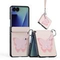 Coque Samsung Galaxy Z Flip8 Dux Ducis Luvy avec anneau de doigt/dragonne - Rose clair / Papillon