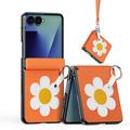 Coque Samsung Galaxy Z Flip8 Dux Ducis Luvy avec anneau de doigt/dragonne - Orange / Marguerite
