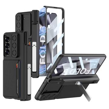 Étui hybride magnétique Samsung Galaxy Z Fold6 GKK avec porte-cartes, glissière pour appareil photo - Noir