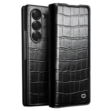 Etui Portefeuille Samsung Galaxy Z Fold6 en Cuir Qialino Classic - Crocodile