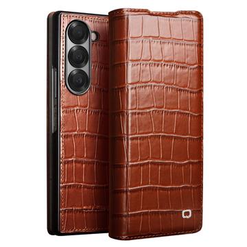 Etui Portefeuille Samsung Galaxy Z Fold6 en Cuir Qialino Classic - Crocodile