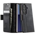 Étui portefeuille Samsung Galaxy Z Fold7 Caseme 033 en texture de veau avec blocage RFID - Noir