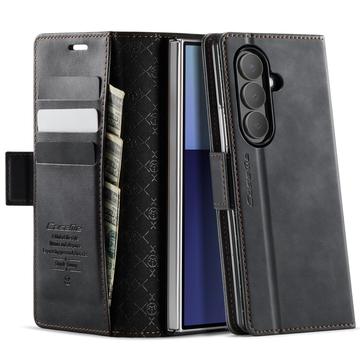 Étui portefeuille Samsung Galaxy Z Fold7 Caseme 033 en texture de veau avec blocage RFID - Noir