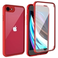 Coque Hybride  iPhone 7/8/SE (2020)/SE (2022) - Série Shine&Protect 360 - Rouge / Transparent