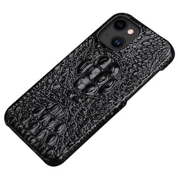 Coque iPhone 14 Plus Revêtue de Cuir Luxury Crocodile - Noire