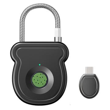 Cadenas intelligent à empreinte digitale avec clé électronique - Noir