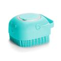 Brosse de bain souple pour chien/chat avec distributeur de shampoing - Bleu