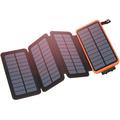 Batterie externe solaire avec 4 panneaux pliables - 25000mAh - Noir / Orange