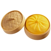 Jouet anti-stress souple en forme de boulette, couleur unie, avec boîte de cuisson à la vapeur - Jaune