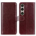 Etui portefeuille Sony Xperia 1 VI avec fermeture magnétique - Marron