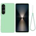 Coque Sony Xperia 1 VII en silicone liquide avec dragonne - Verte