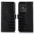Étui Portefeuille Sony Xperia 1 VIII en Cuir avec RFID - Série Crocodile - Noir
