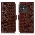 Étui Portefeuille Sony Xperia 1 VIII en Cuir avec RFID - Série Crocodile - Marron
