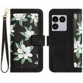 Étui floral avec fentes pour cartes de crédit pour Sony Xperia 1 VIII - Noir
