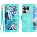 Étui floral avec fentes pour cartes de crédit pour Sony Xperia 1 VIII - Vert