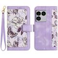 Étui floral avec fentes pour cartes de crédit pour Sony Xperia 1 VIII - violet clair