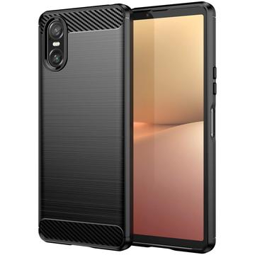 Coque Sony Xperia 10 VI en TPU Brossé - Fibre de Carbone