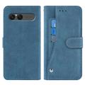 Étui élégant et rétro Sony Xperia 10 VII avec porte-cartes rotatif et fonction de support - Bleu